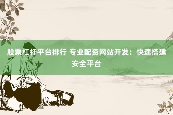 股票杠桿平臺(tái)排行 專業(yè)配資網(wǎng)站開發(fā)：快速搭建安全平臺(tái)