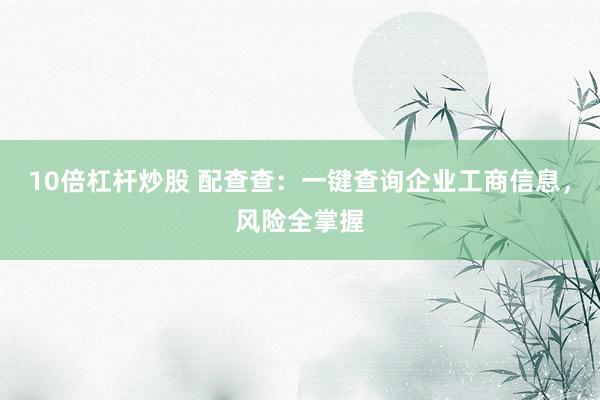 10倍杠桿炒股 配查查：一鍵查詢(xún)企業(yè)工商信息，風(fēng)險(xiǎn)全掌握